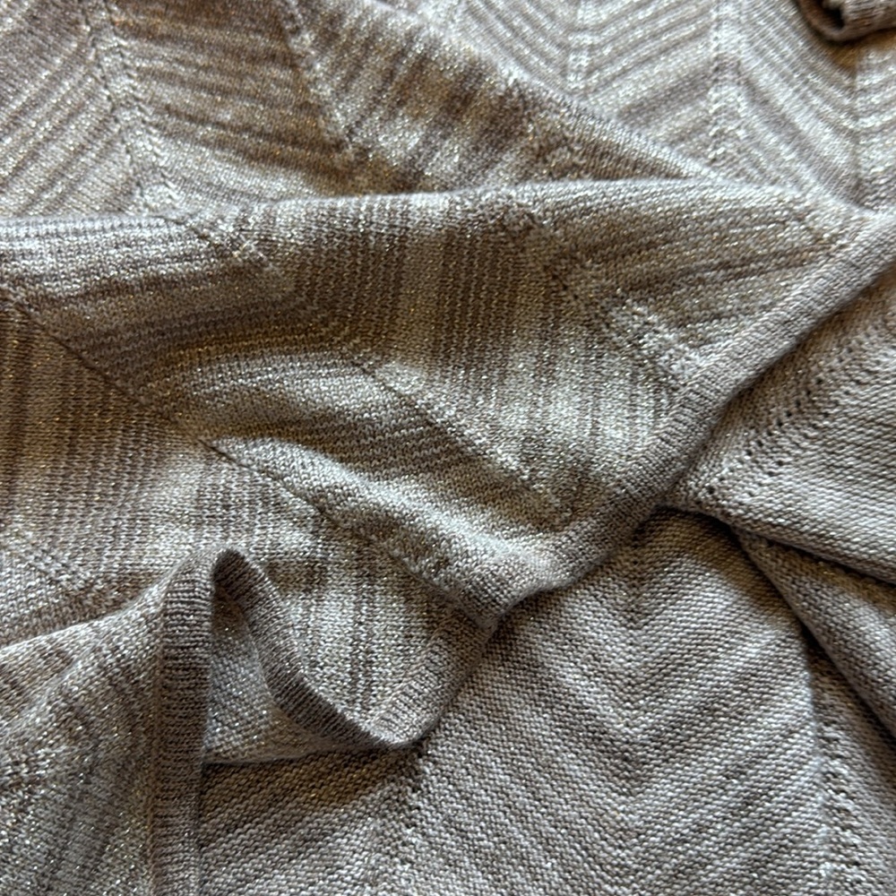 Express Chevron Metallic Knit Bodycon Dress Tan Cream Silver XS Party Night Out - Picture 12 of 14
